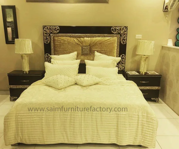 Best Craft King Size Double Bed in Brown Color Saim Furniture Factory