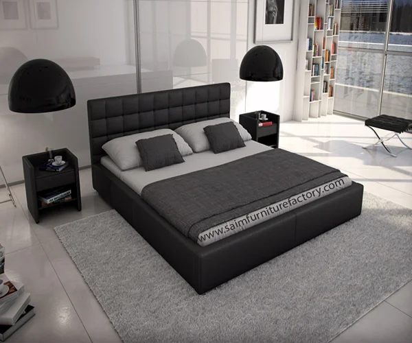 Dark Gray color Low Profile Full Poshish Double Bed In Lahore