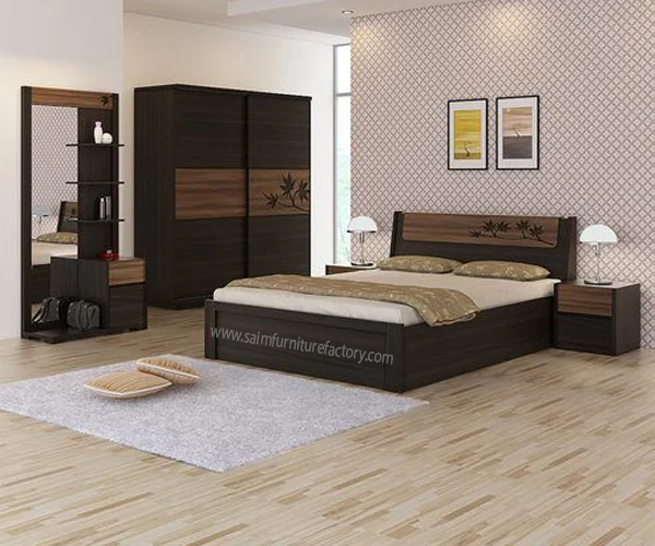 Flower Lamination Double Bed Set