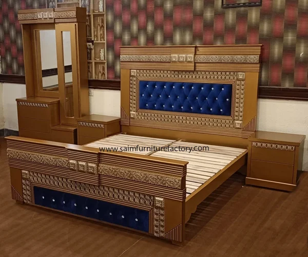 Golden Color Stylish Double Bed in Lahore