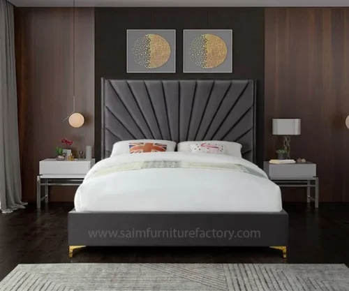 Gray Color Poshish Double Bed Gray Color Poshish Double Bed