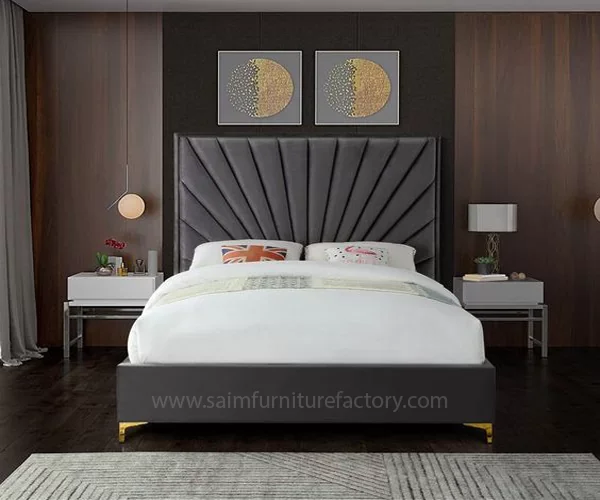 Gray Color Poshish Double Bed