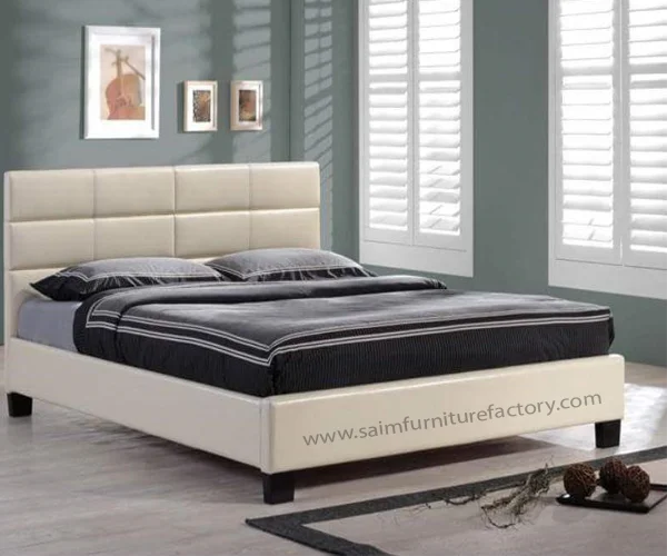 Low Profile Double Bed With Leather Back In Lahore
